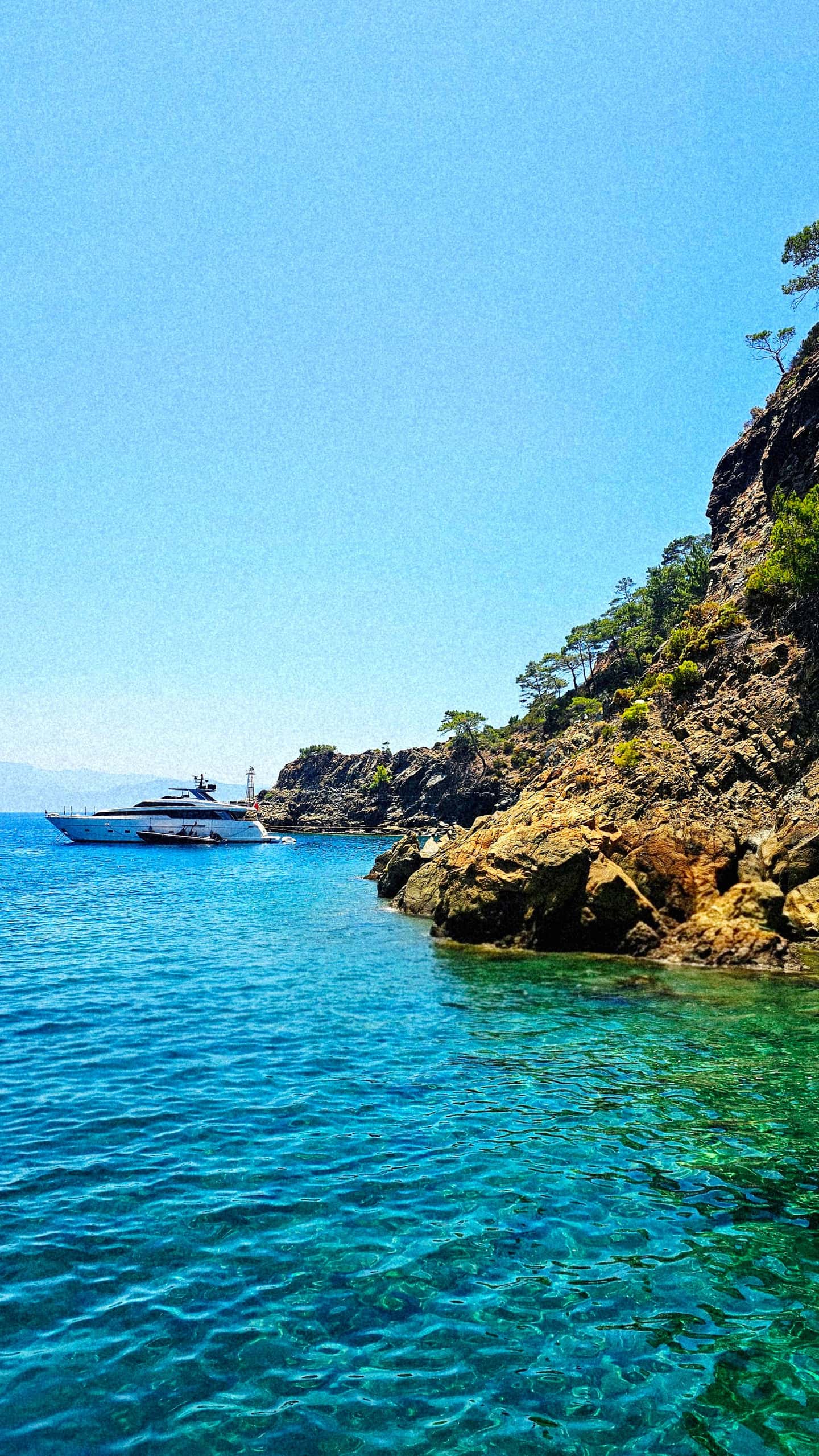 Yacht on turquoise Mediterranean water